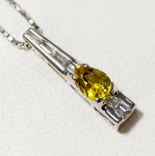 カナリー　トルマリン　プラチナ　ネックレス　Pt900/850