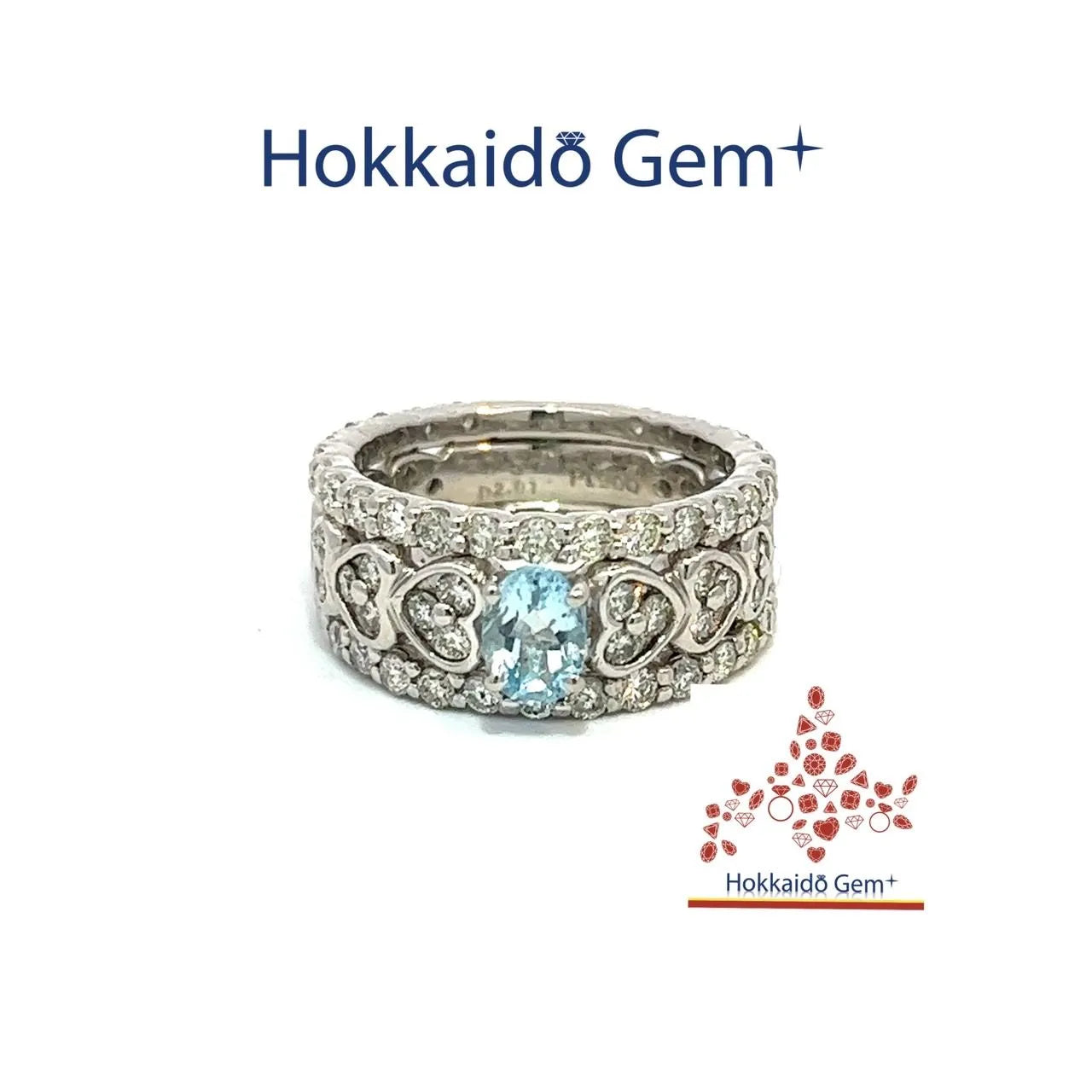 アクアマリン　プラチナ　リング　 PT900