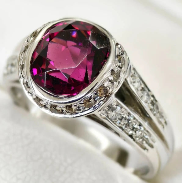 ロードライト ガーネット　 ホワイトゴールド　リング　K18WG