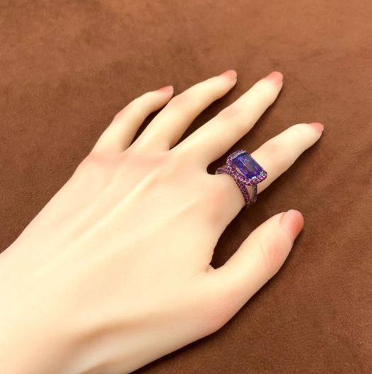 アメジスト　ピンクサファイア　ホワイトゴールド　リング　K18WG