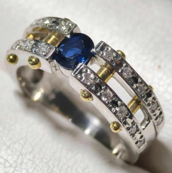 サファイヤ　リング　コンビ   Pt900/K18