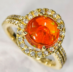 ファイアオパール　ダイヤモンド　ゴールド　リング　K18