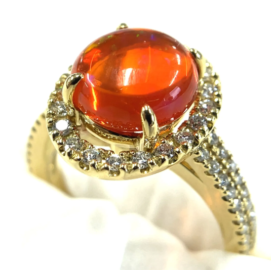 ファイアオパール　ダイヤモンド　ゴールド　リング　K18