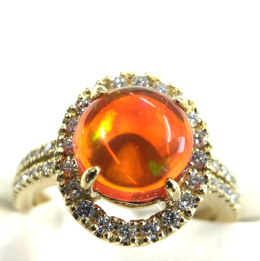 ファイアオパール　ダイヤモンド　ゴールド　リング　K18