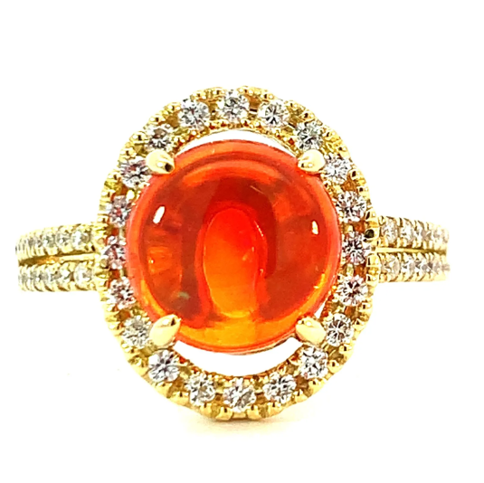 ファイアオパール　ダイヤモンド　ゴールド　リング　K18