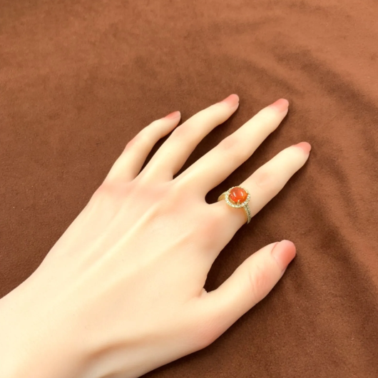 ファイアオパール　ダイヤモンド　ゴールド　リング　K18