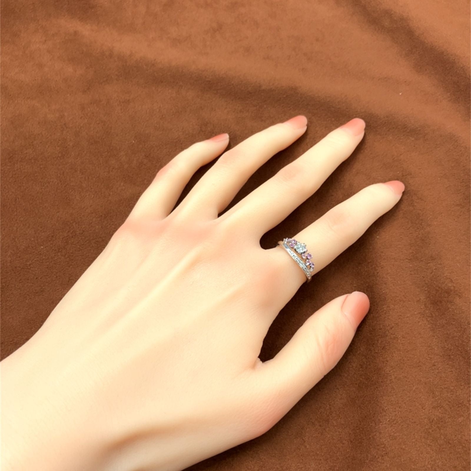 桜　VVS-2   ダイヤモンド　ピンクサファイア　ホワイトゴールド　リング　K18WG