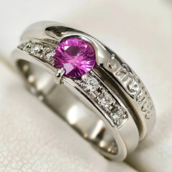 ピンクサファイヤ　プラチナ　リング　pt900