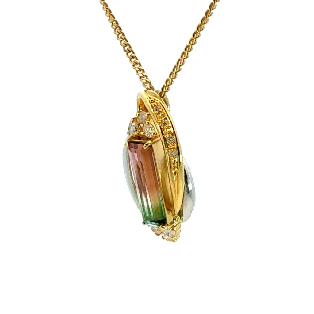 バイカラー トルマリン パーティーカラー ネックレス コンビ K18/Pt900