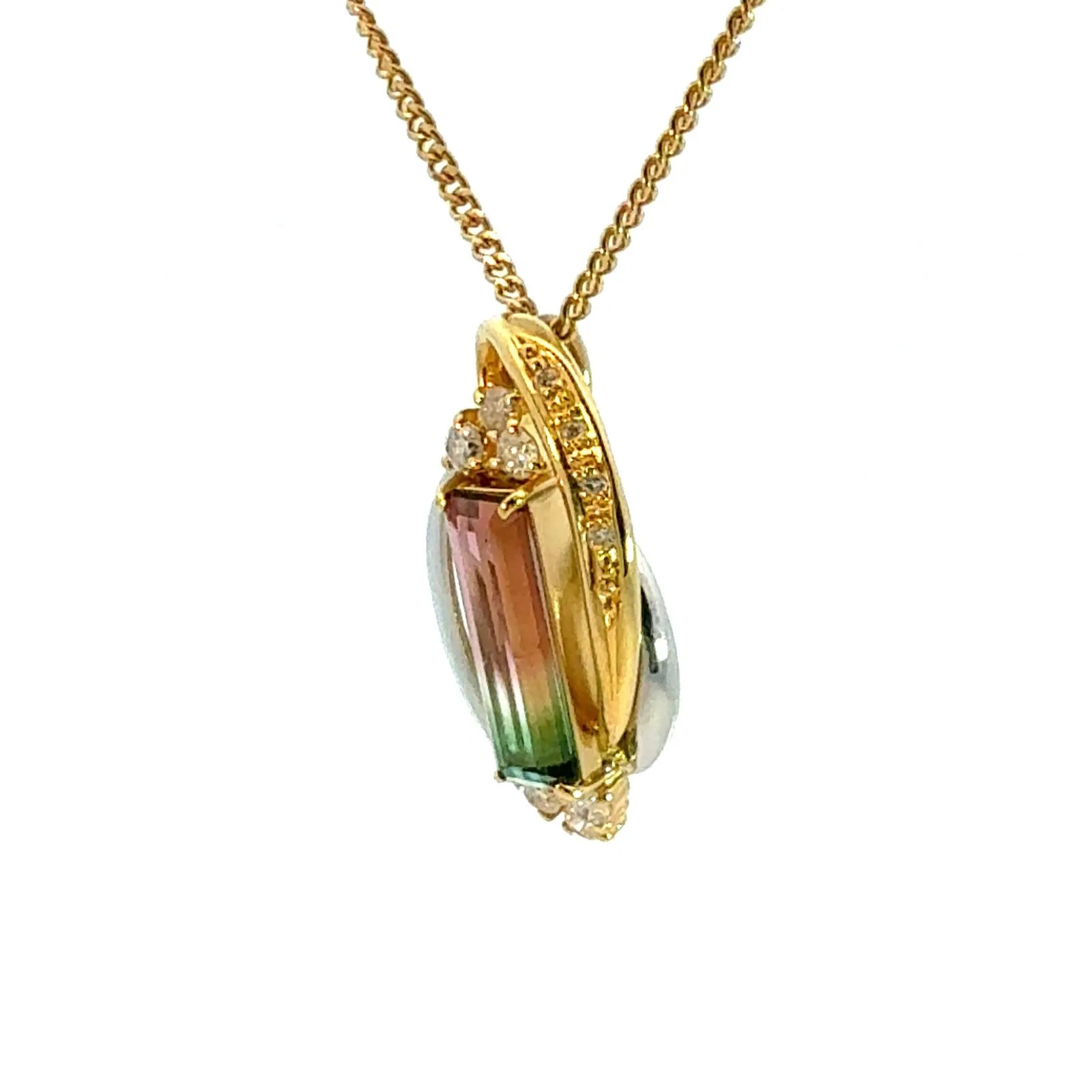 バイカラー トルマリン パーティーカラー ネックレス コンビ K18/Pt900