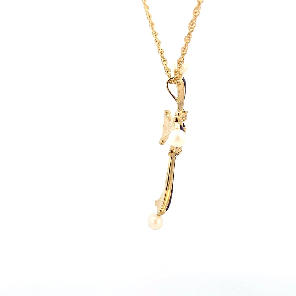 サファイヤ　クロス　ネックレス　ゴールド　１８K