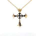 サファイヤ　クロス　ネックレス　ゴールド　１８K