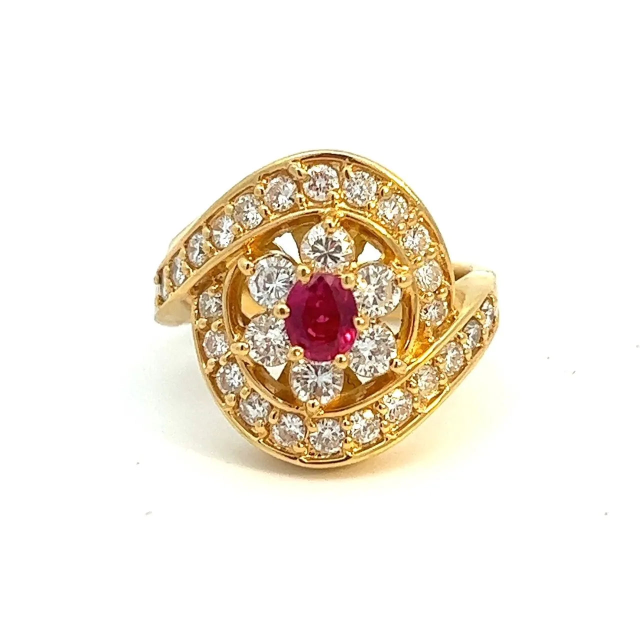 ✨フラワー?ルビー・サファイアリング✨ ルビー 0.77ct サファイア 