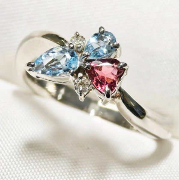 アクアマリン　ピンクトルマリン　プラチナ    リング　PT900