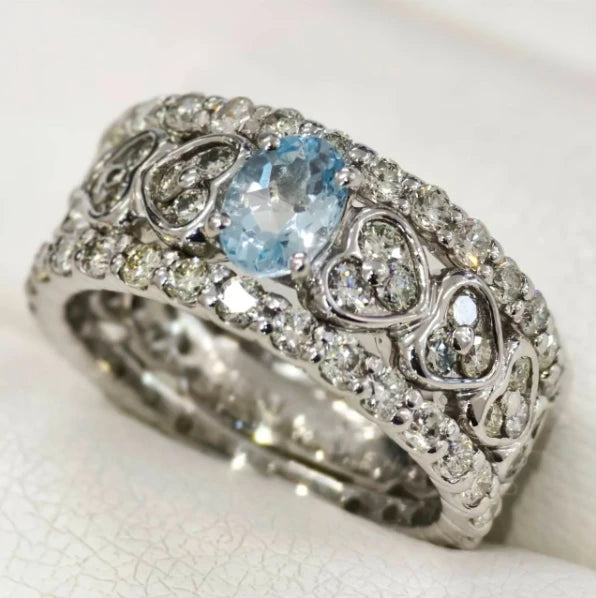 アクアマリン　プラチナ　リング　 PT900