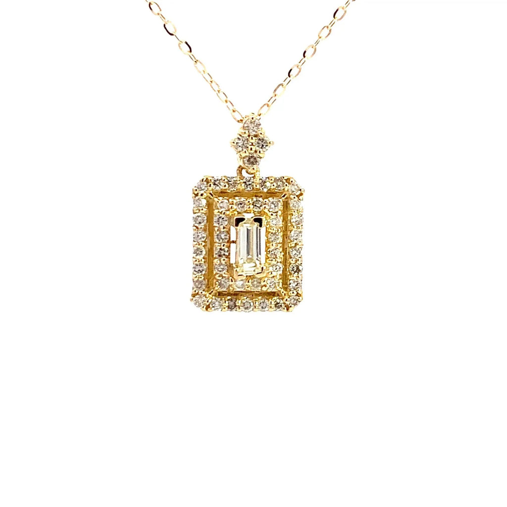 ダイヤモンド　エメラルドカット　ネックレス　ゴールド　K18