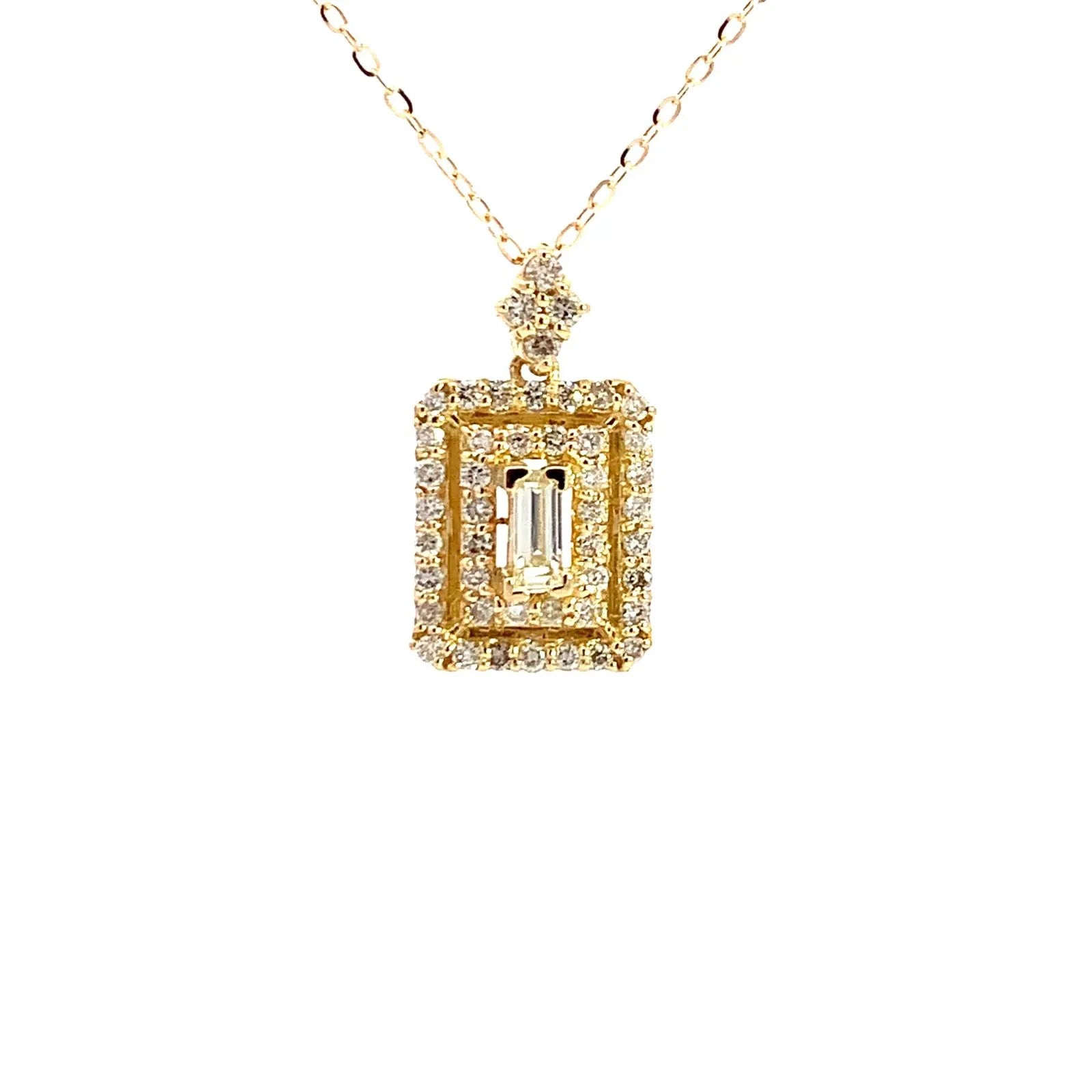 ダイヤモンド　エメラルドカット　ネックレス　ゴールド　K18