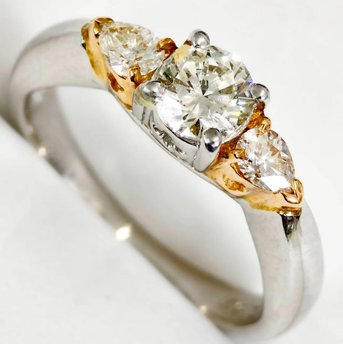 カスタムメイド 14K ホワイトゴールド 1.07カラット ダイヤモンド 0.500ct ダイヤモンド リング コンビ K18WG/K18 – Hokkaido Gem