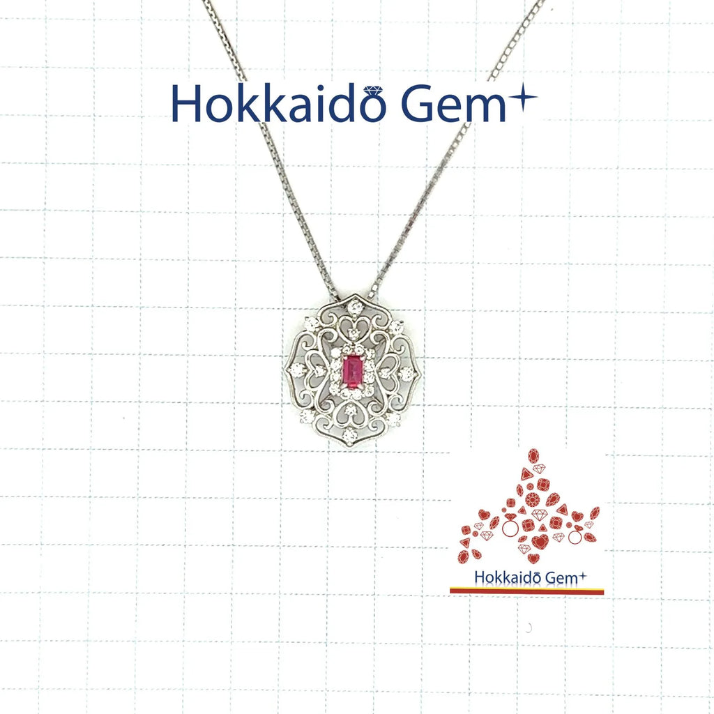 レッドベリル　プラチナ　ネックレス　Pt900/850