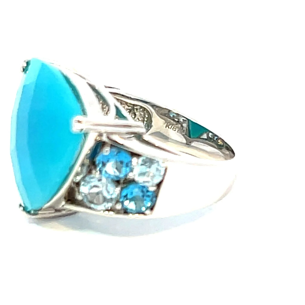 ブルーカルセドニー　リング　ホワイトゴールド　K18WG