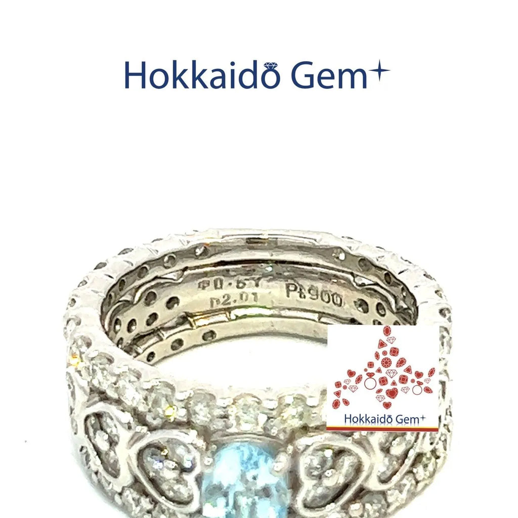 アクアマリン　プラチナ　リング　 PT900