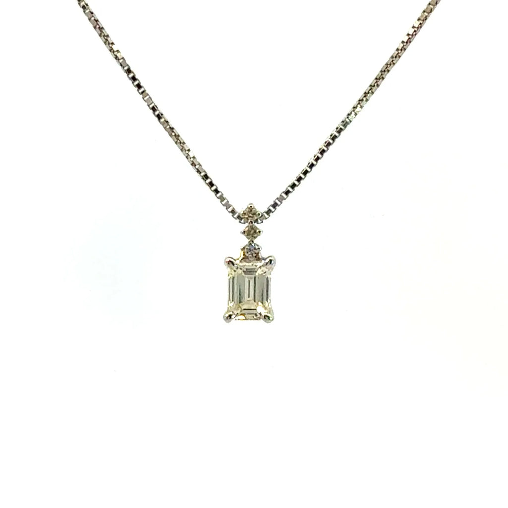 0.504ct ダイヤモンド エメラルドカット ネックレス ホワイトゴールド K18WG