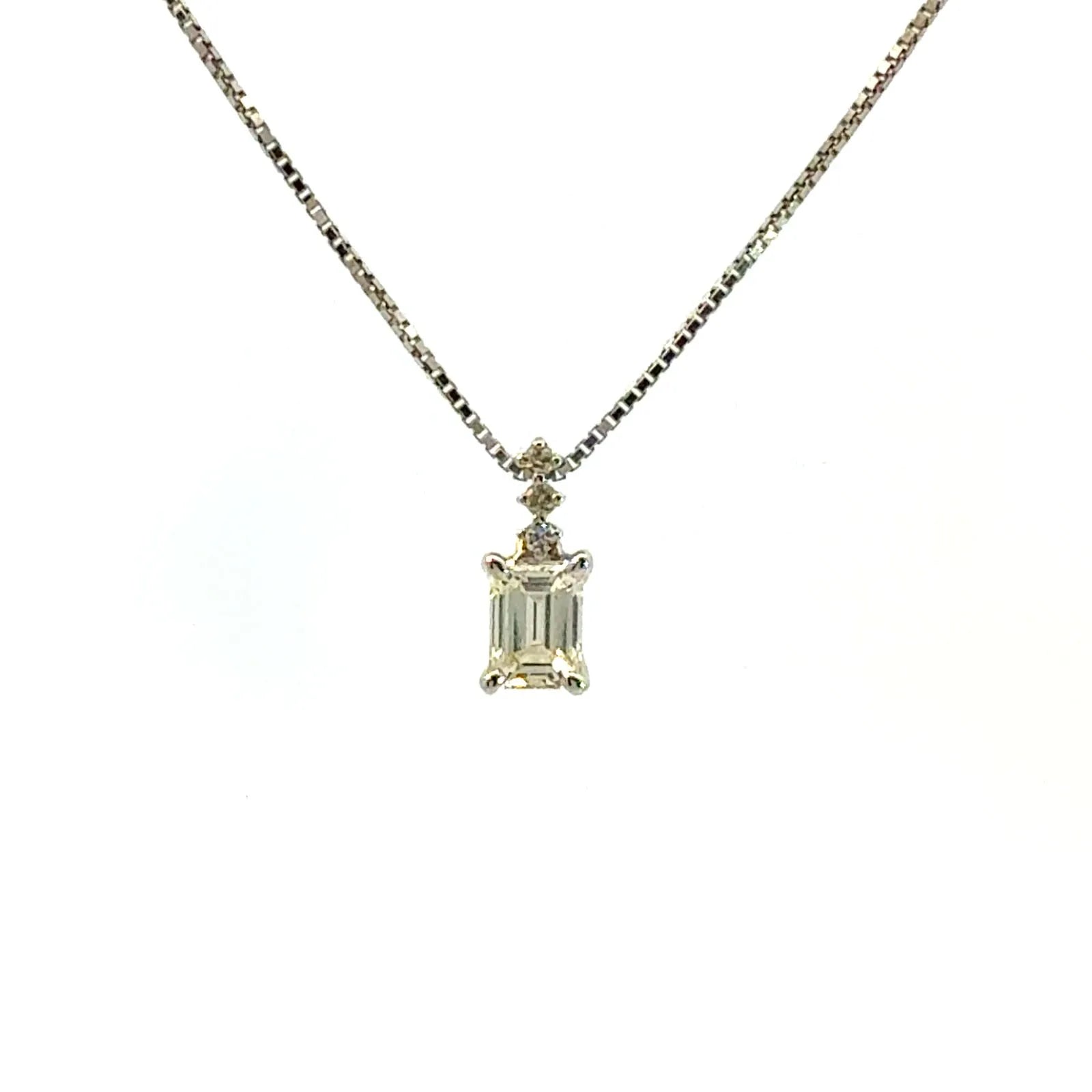 0.504ct ダイヤモンド エメラルドカット ネックレス ホワイトゴールド K18WG