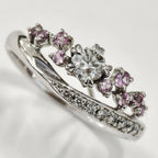 桜　VVS-2   ダイヤモンド　ピンクサファイア　ホワイトゴールド　リング　K18WG