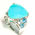 ブルーカルセドニー　リング　ホワイトゴールド　K18WG