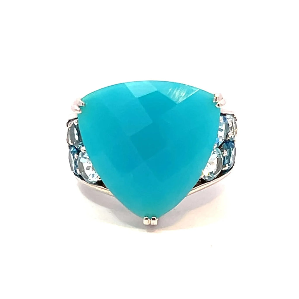 ブルーカルセドニー　リング　ホワイトゴールド　K18WG