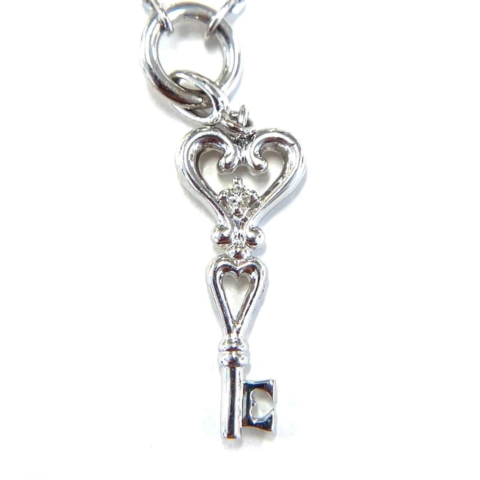 ハート　キー　モチーフ　ホワイトゴールド　ブレスレット　K18WG