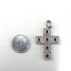 可変　クロス　キューブ　ルビー　ペンダントトップ　チャーム　K18WG