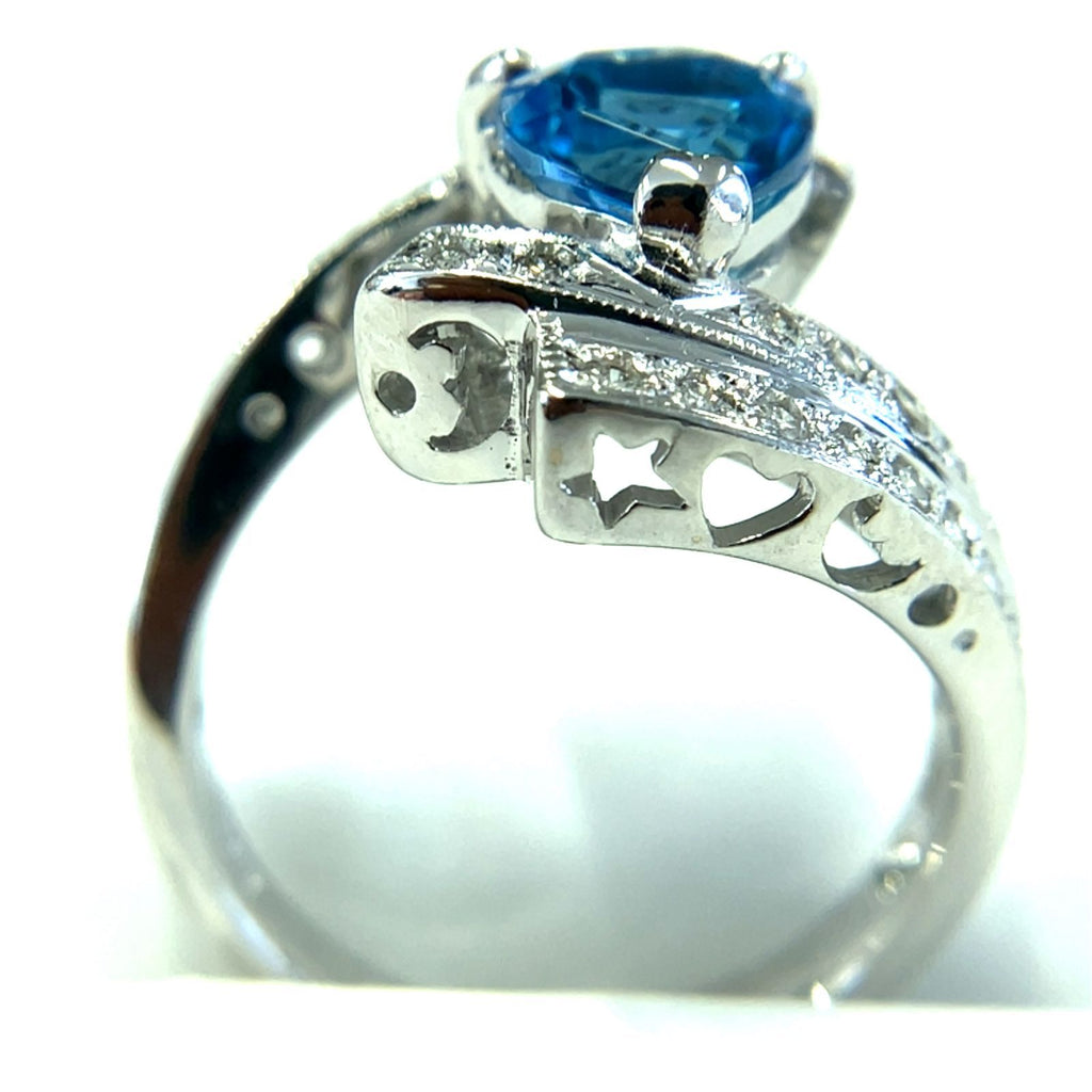 プルートパーズ　ハートシェイプ　ホワイトゴールド　リング　K18WG