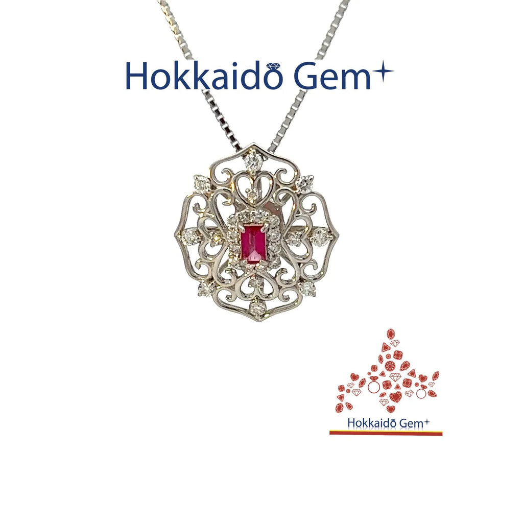 レッドベリル　プラチナ　ネックレス　Pt900/850