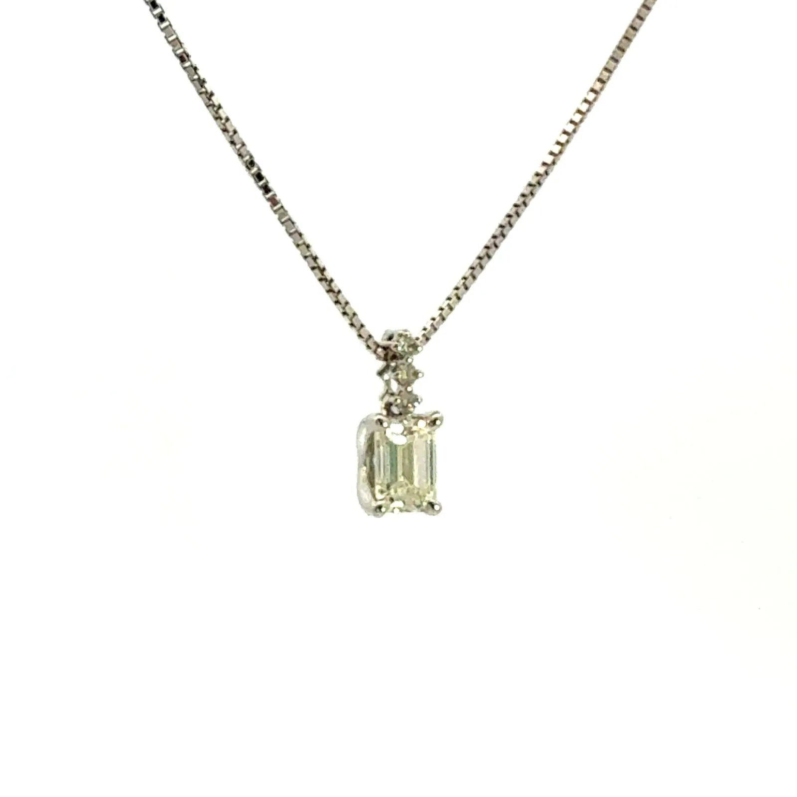 0.504ct ダイヤモンド エメラルドカット ネックレス ホワイトゴールド K18WG