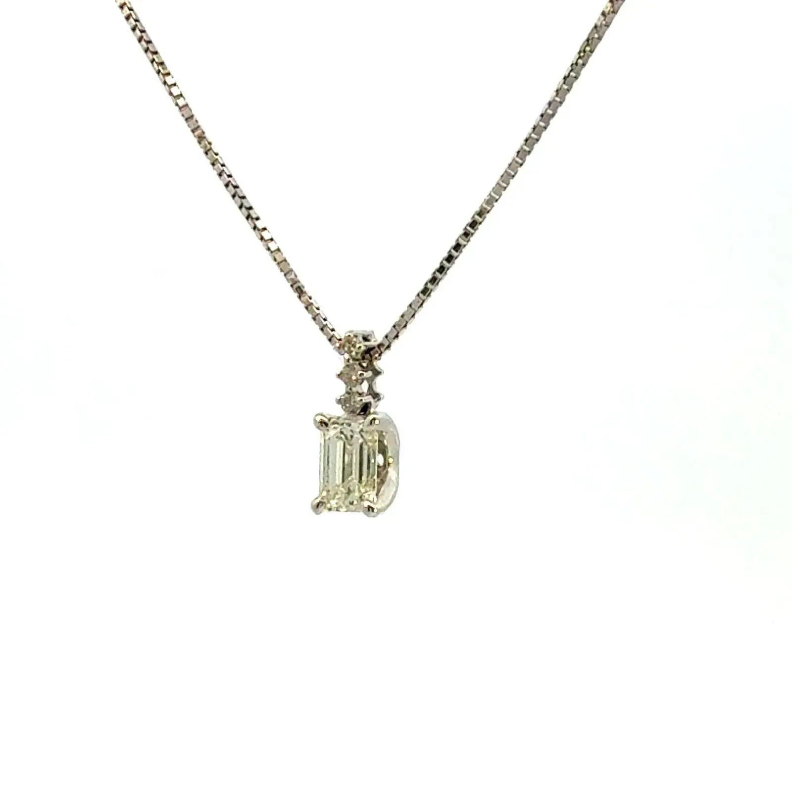 0.504ct ダイヤモンド エメラルドカット ネックレス ホワイトゴールド K18WG