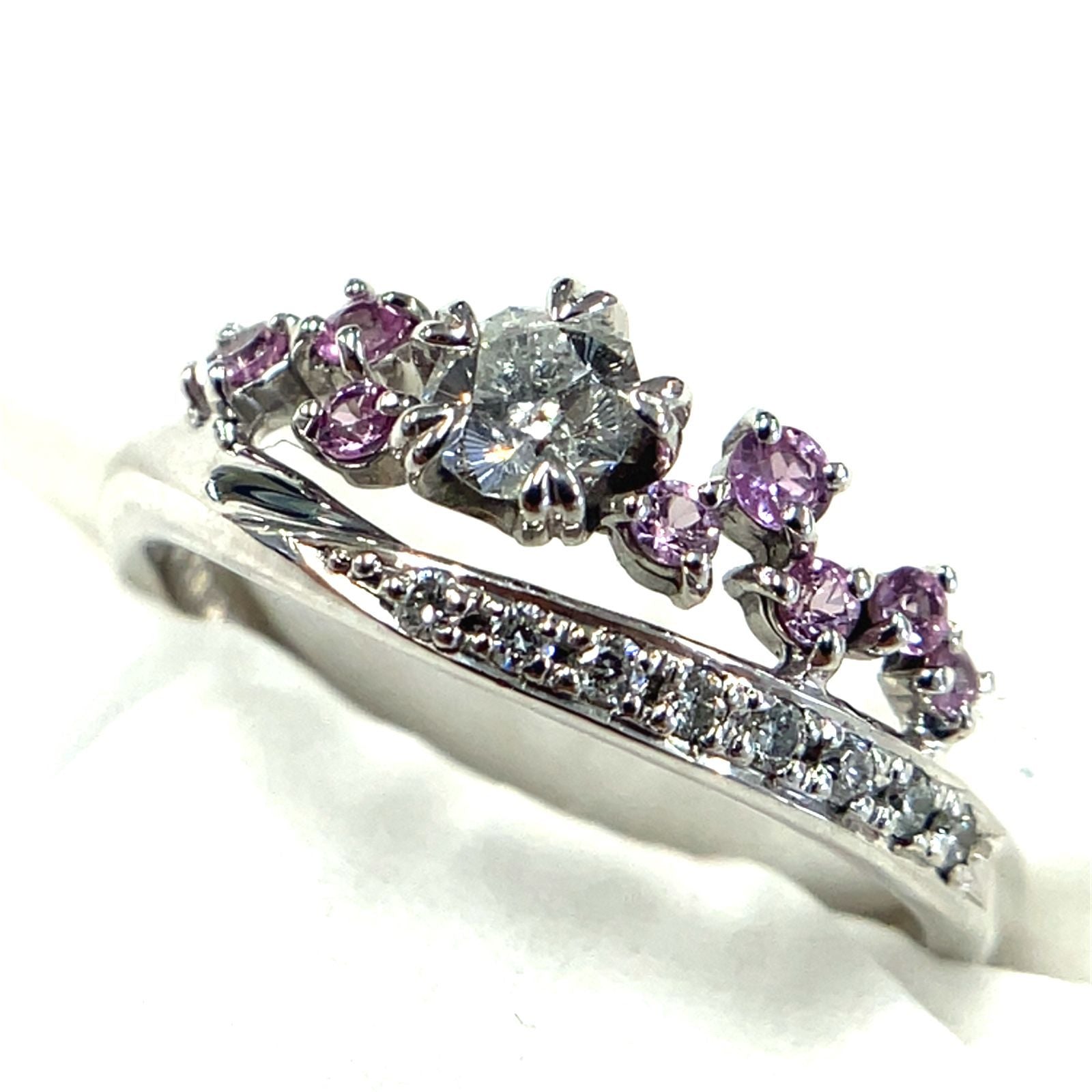 桜　VVS-2   ダイヤモンド　ピンクサファイア　ホワイトゴールド　リング　K18WG