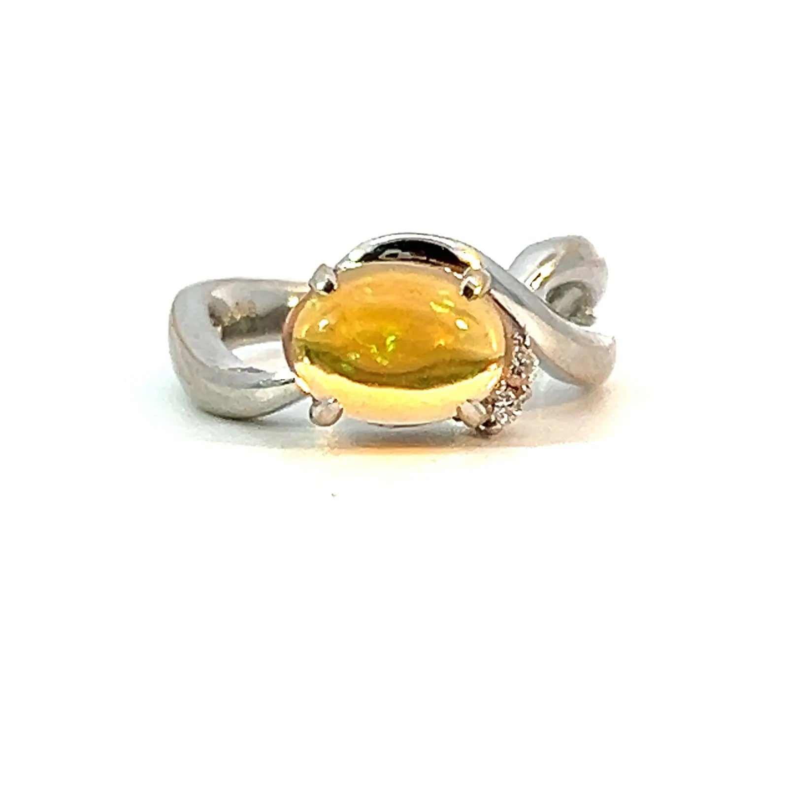 メキシコオパール 　ファイヤーオパール　ホワイトゴールド　リング　K18WG