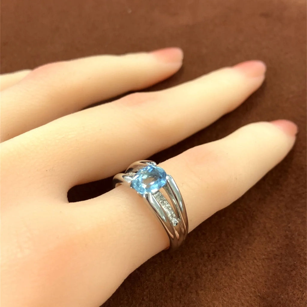 アクアマリン　オーバルカット　リング　プラチナ　Pｔ900