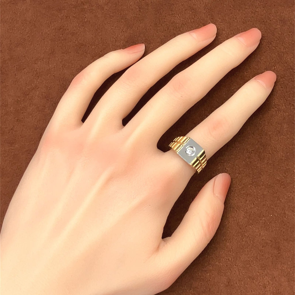 ダイヤモンド　ゴールド　プラチナ　コンビ　リング　メンズ　K18 PT900