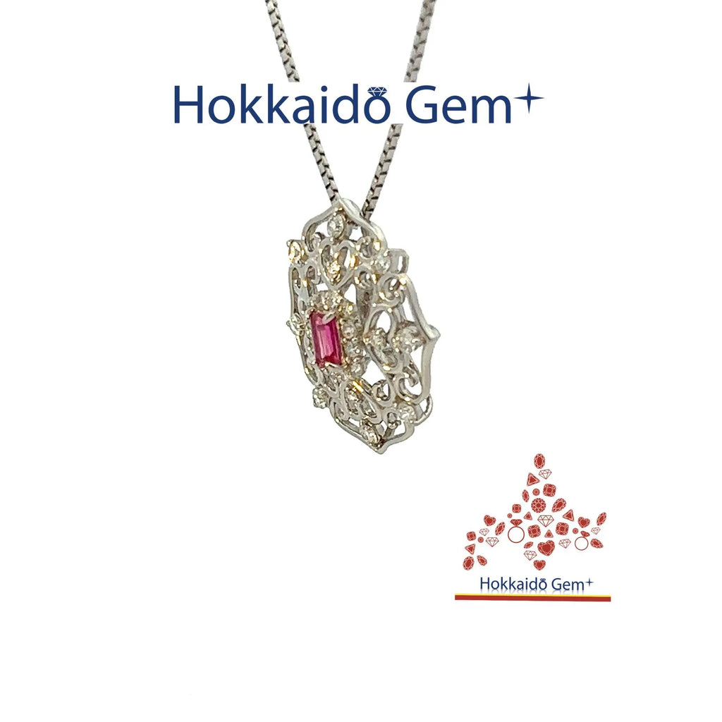 レッドベリル　プラチナ　ネックレス　Pt900/850