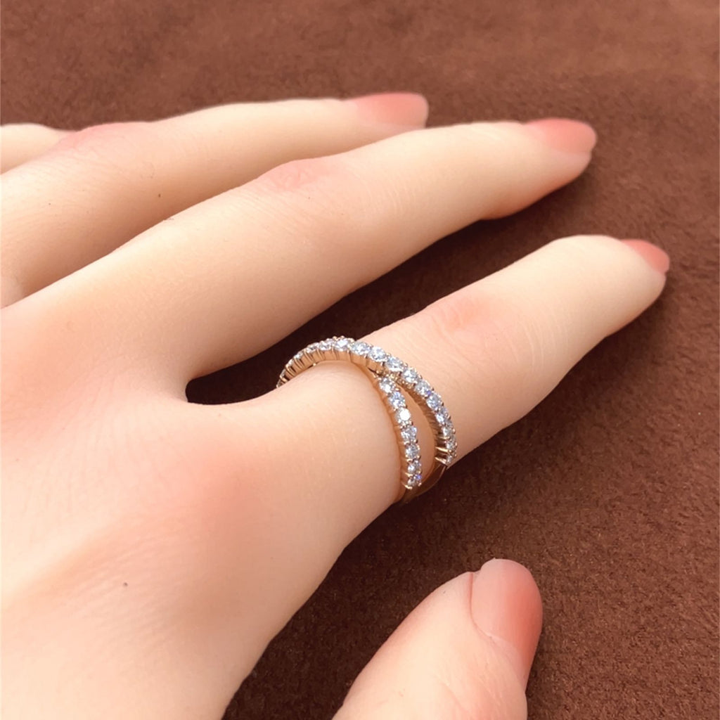 ダイヤモンド　ピンクゴールド　クロス　リング　K18PG