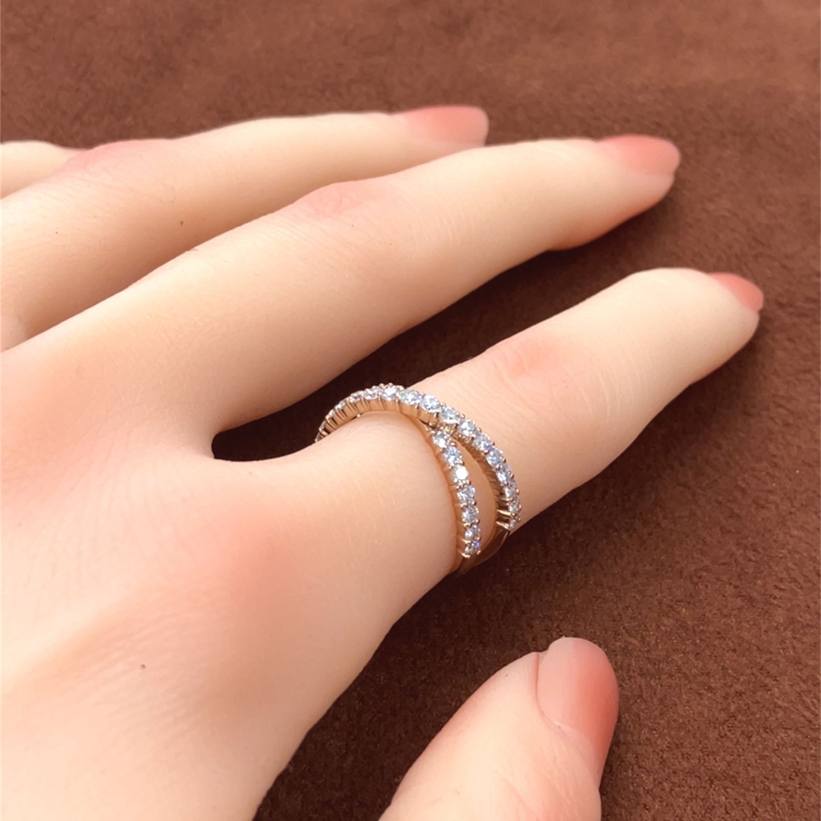 ダイヤモンド　ピンクゴールド　クロス　リング　K18PG