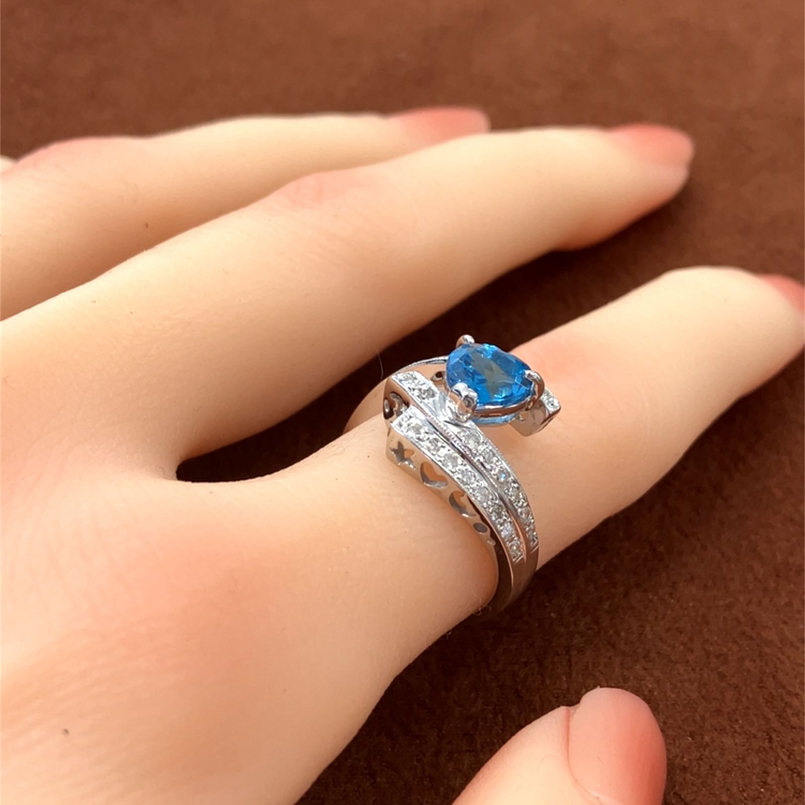 プルートパーズ　ハートシェイプ　ホワイトゴールド　リング　K18WG