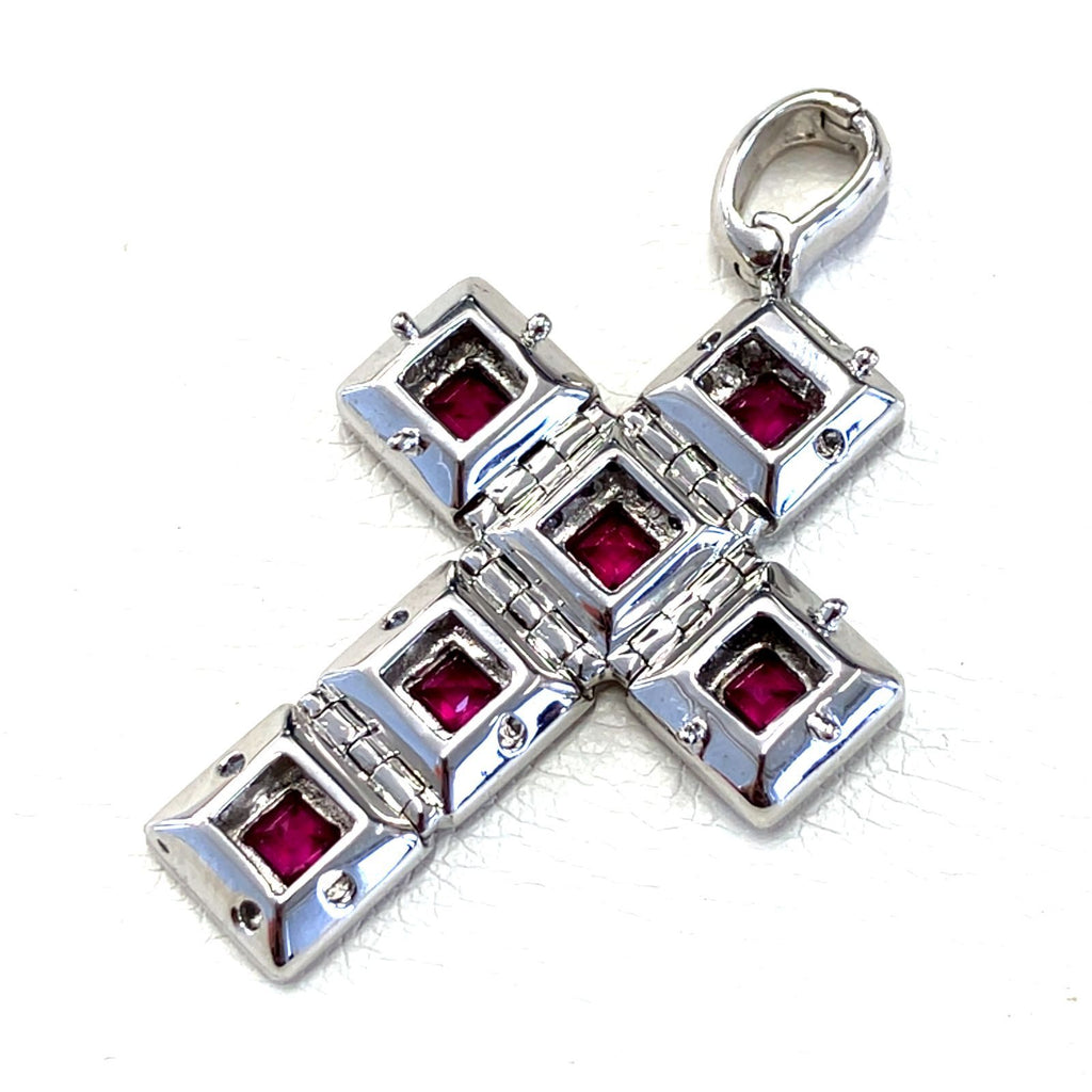 可変　クロス　キューブ　ルビー　ペンダントトップ　チャーム　K18WG