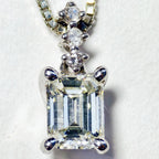 0.504ct ダイヤモンド エメラルドカット ネックレス ホワイトゴールド K18WG