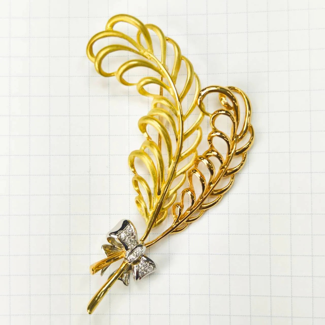 ダイヤモンド　ブローチ　コンビ　K18/K18PG/PT900