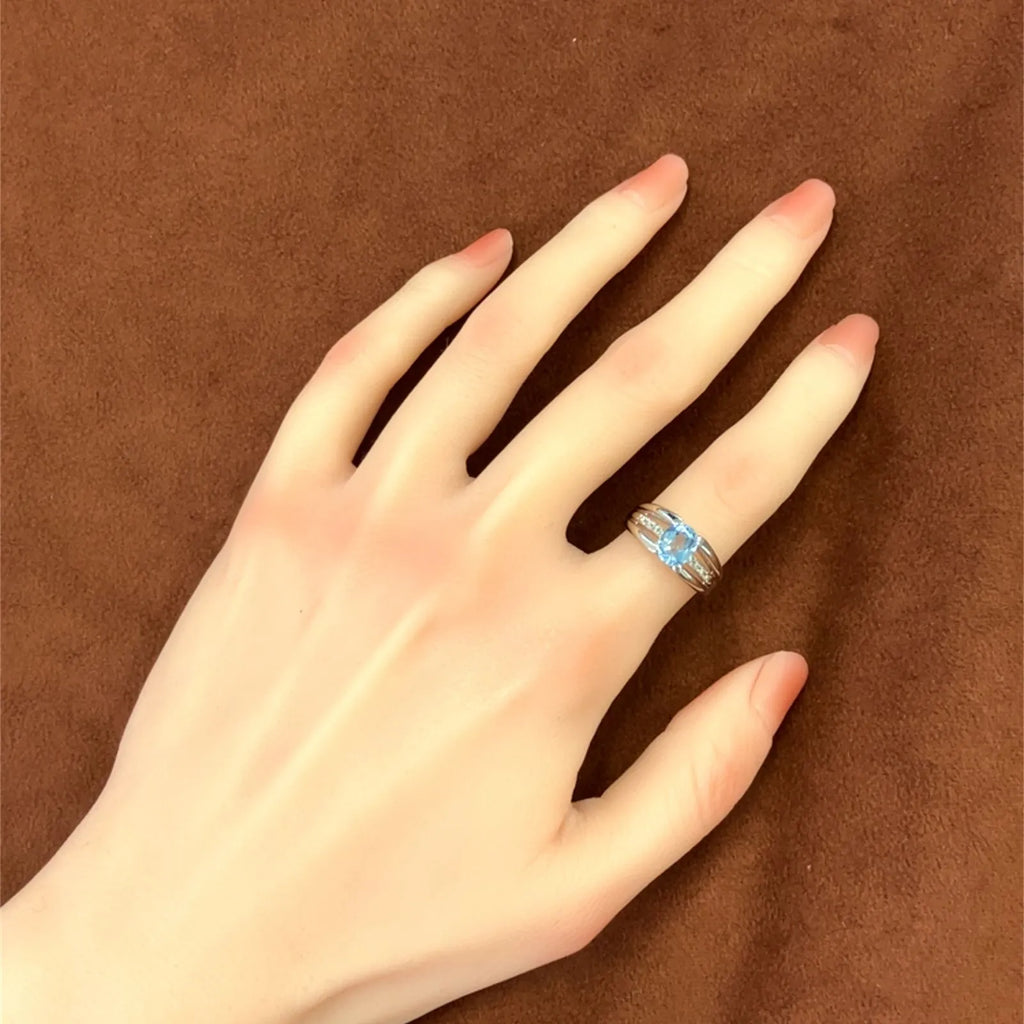 アクアマリン　オーバルカット　リング　プラチナ　Pｔ900