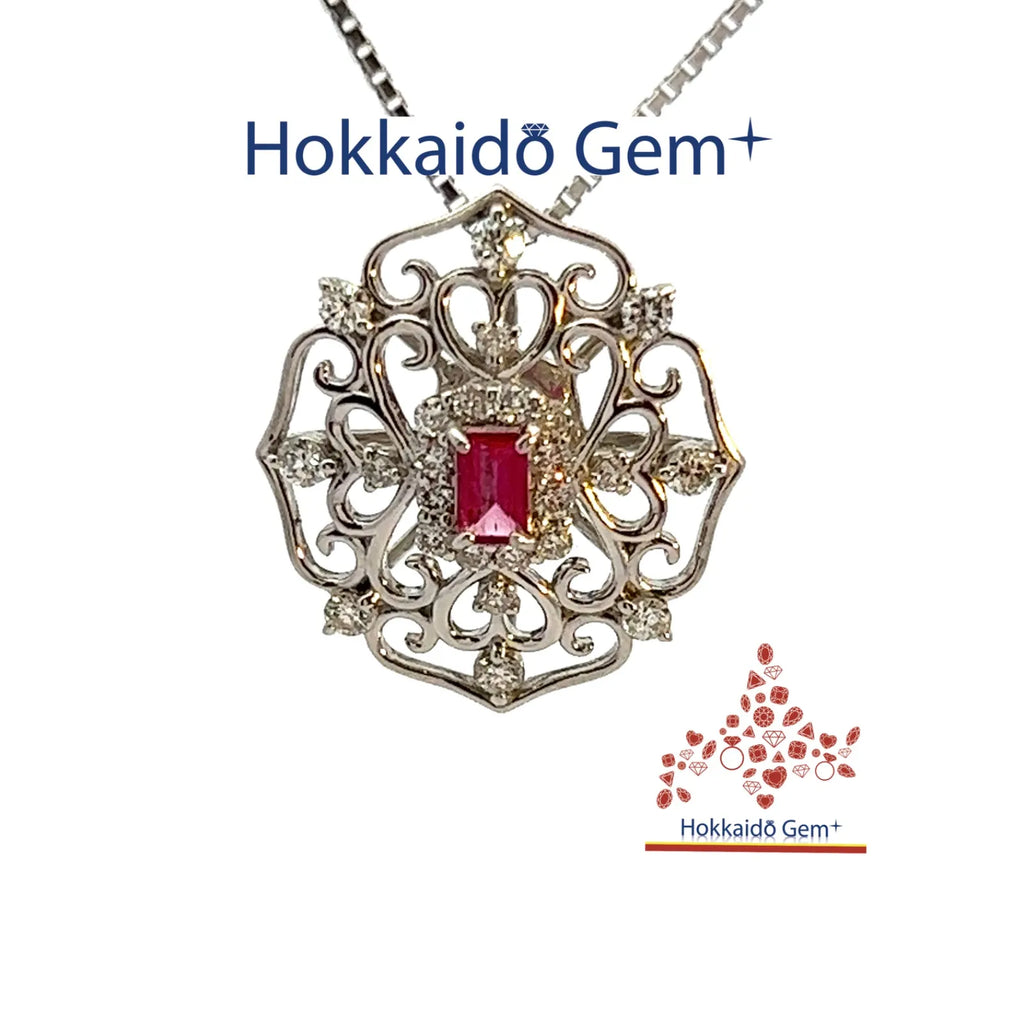 レッドベリル　プラチナ　ネックレス　Pt900/850