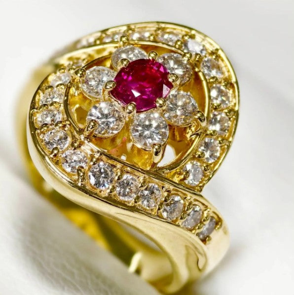 ルビー　ダイヤモンド　ゴールド　リング　K18